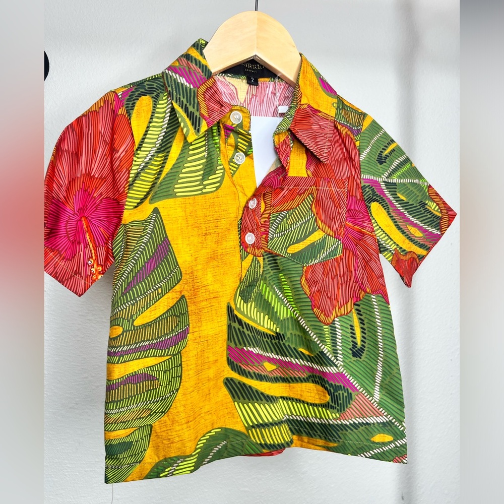 Lexbreezy Hawaii Tropical Kids Button Down Shirt - Multicolor size 2T